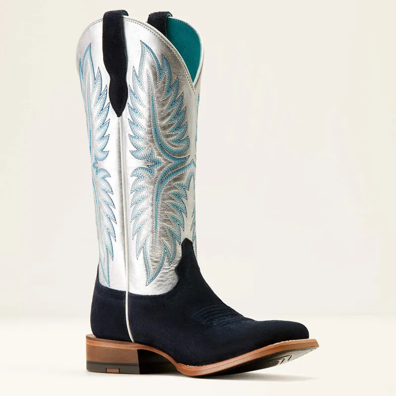 Ariat Womens Frontier Calamity Jane Western Boot Polo Blue Roughout