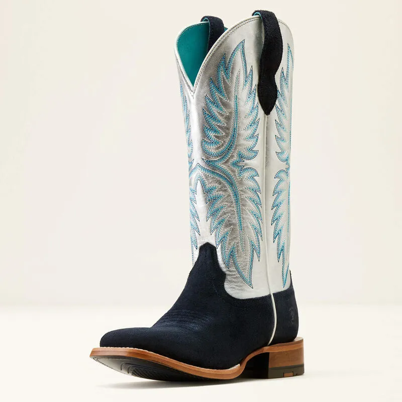 Ariat Womens Frontier Calamity Jane Western Boot Polo Blue Roughout