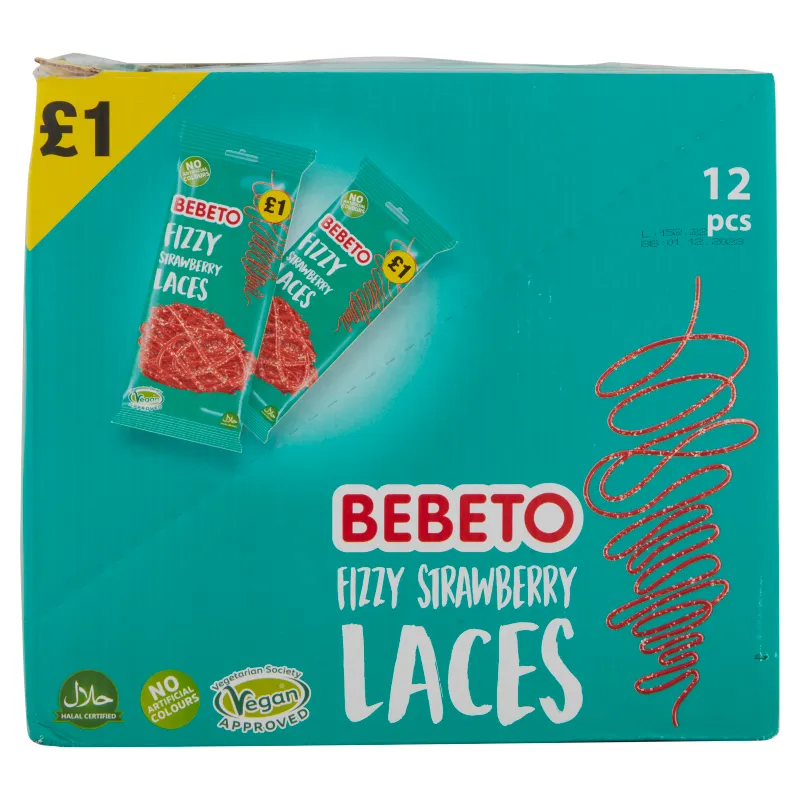 Bebeto Fizzy Strawberry Laces 160g PMP £1 - Case of 12