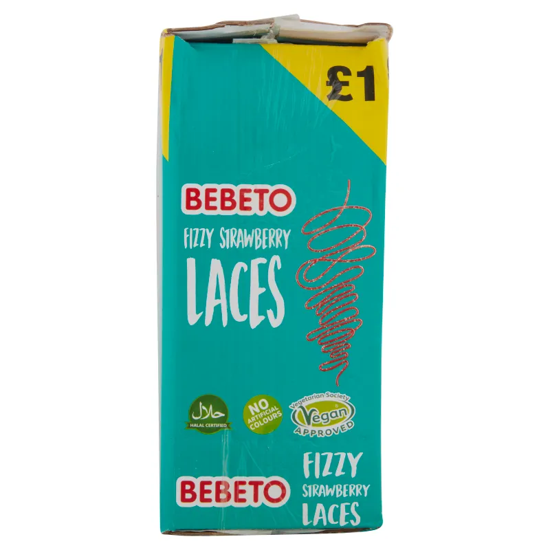 Bebeto Fizzy Strawberry Laces 160g PMP £1 - Case of 12