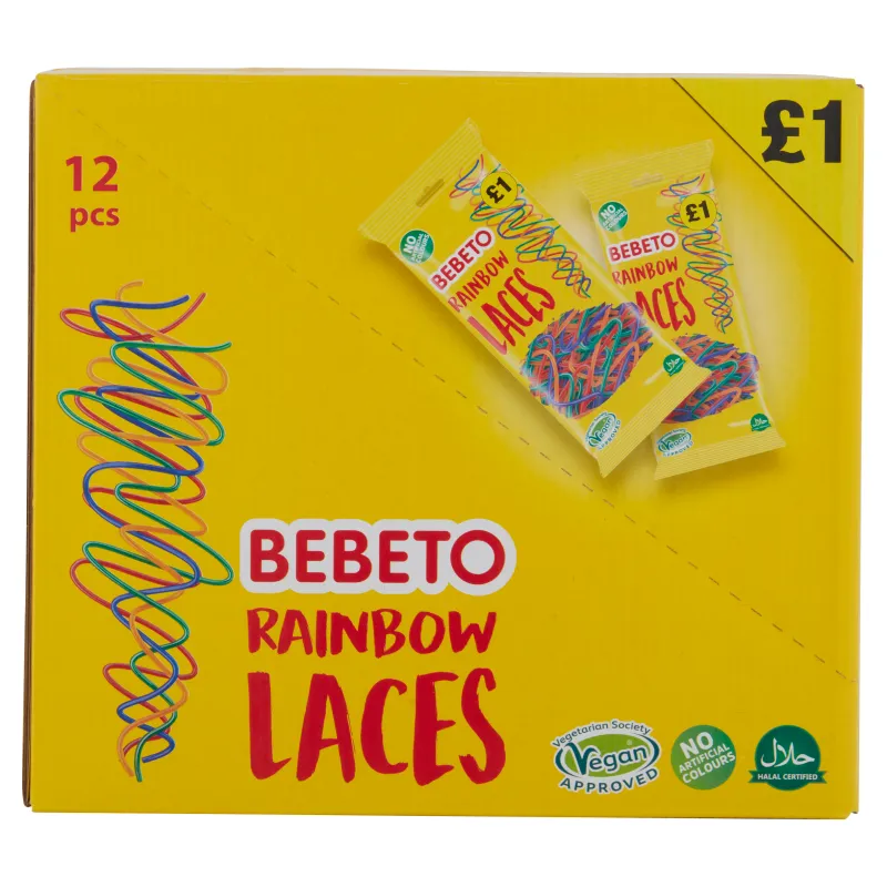 Bebeto Rainbow Laces 160g PMP £1 - Case of 12