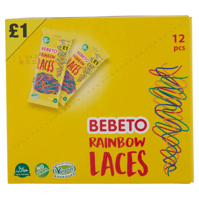 Bebeto Rainbow Laces 160g PMP £1 - Case of 12