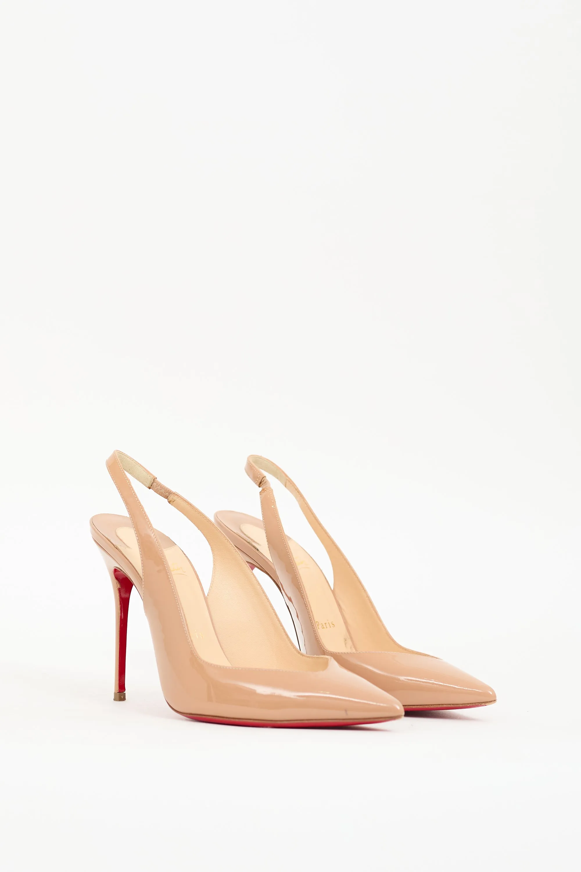 Beige Patent Corneille Slingback  Pump