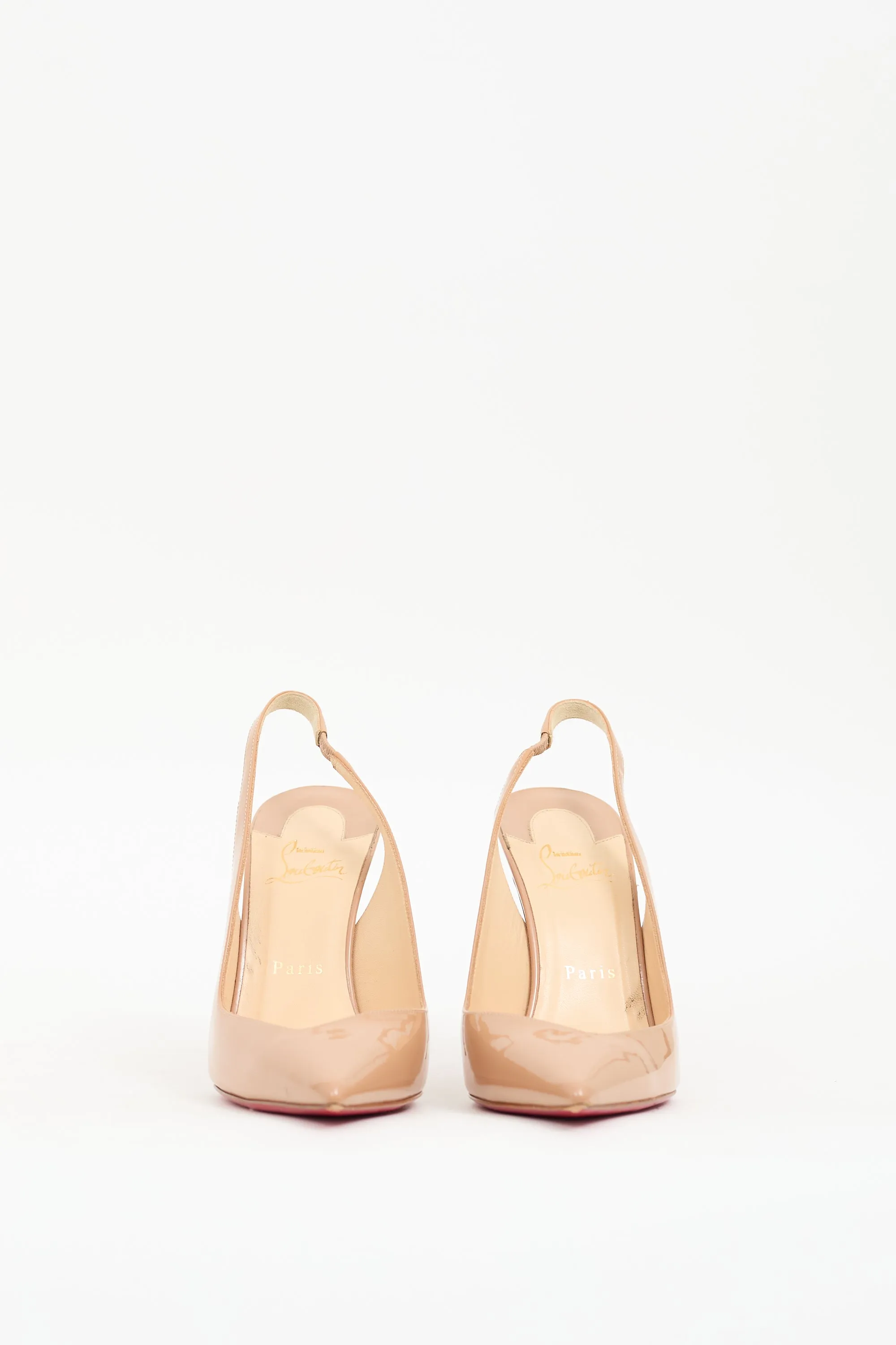 Beige Patent Corneille Slingback  Pump
