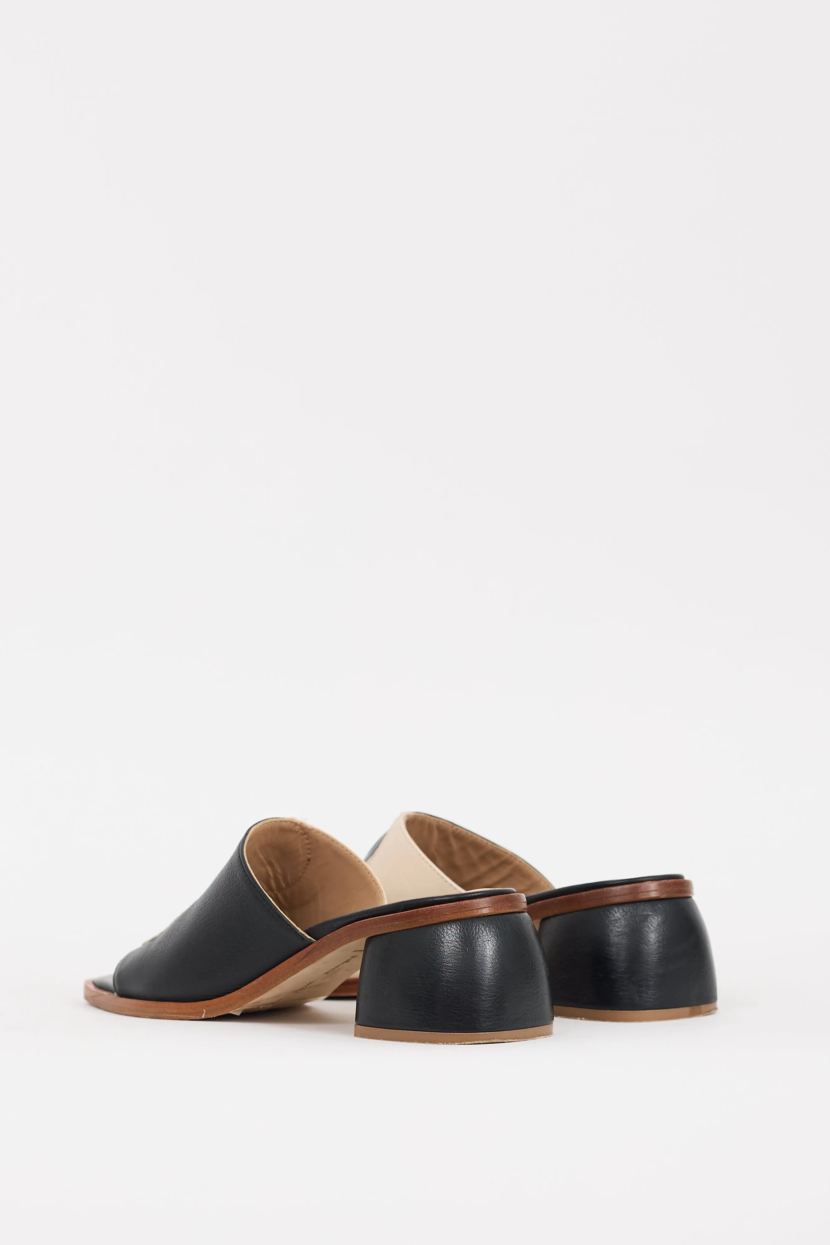 Black & Cream Leather Balance Yin Yang Mule