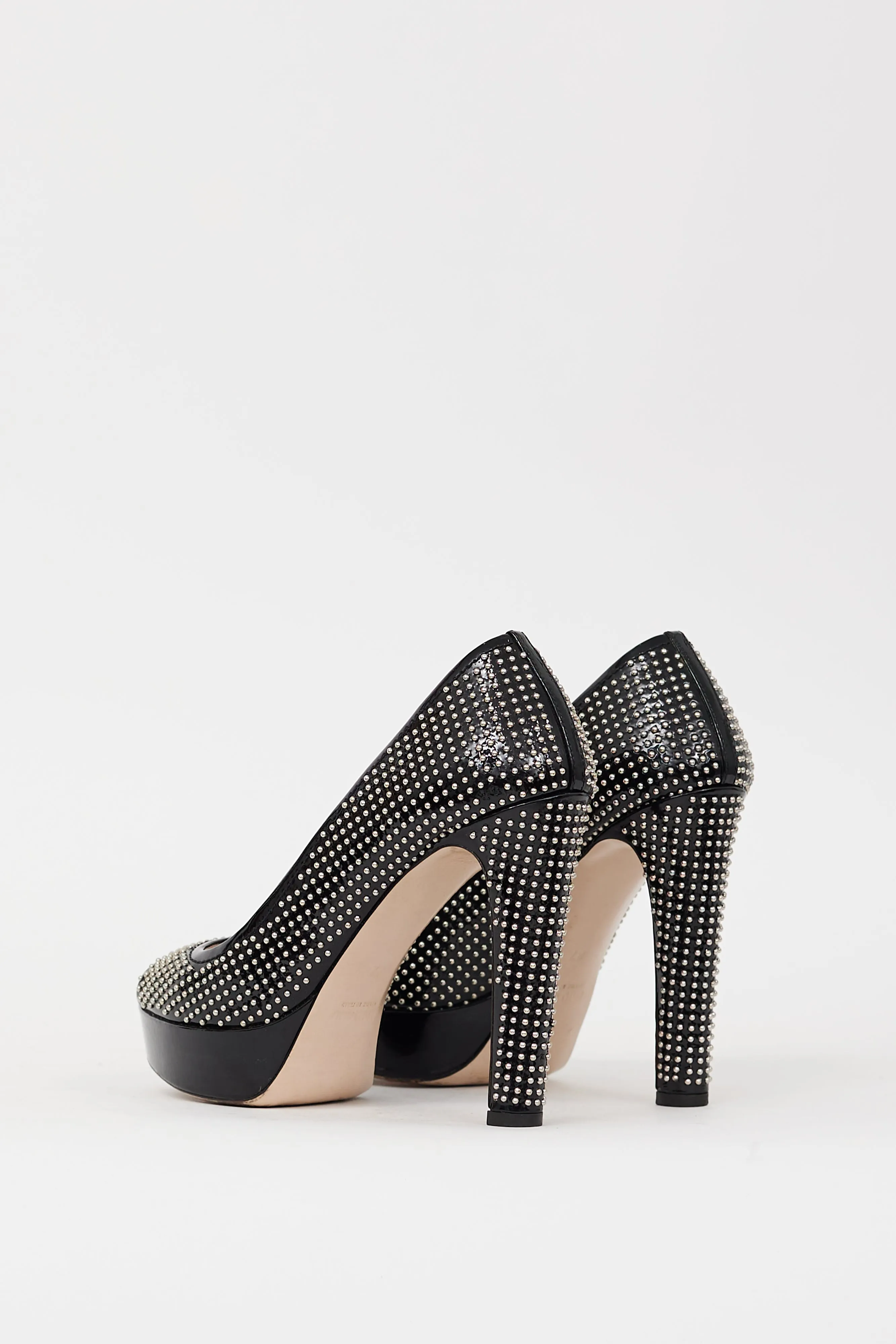 Black & Silver Studded Platform Pump