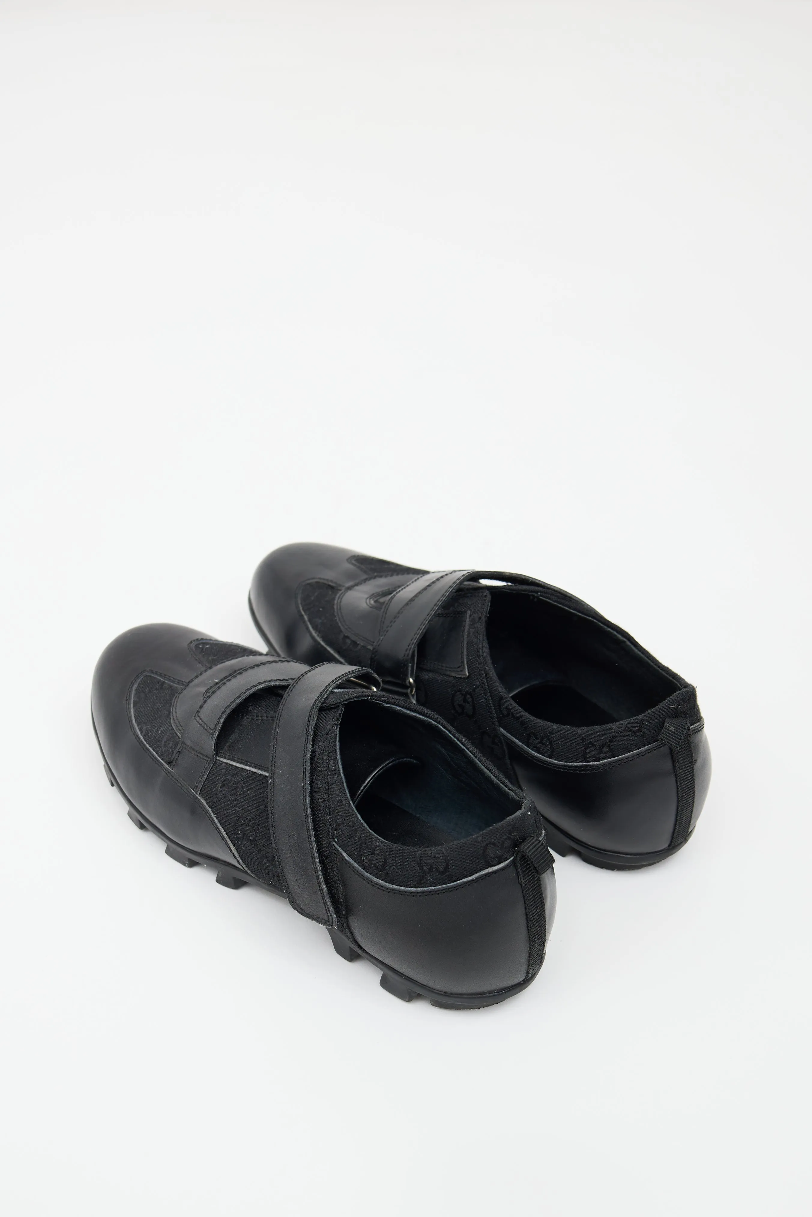Black Leather Monogram Treaded Shoe