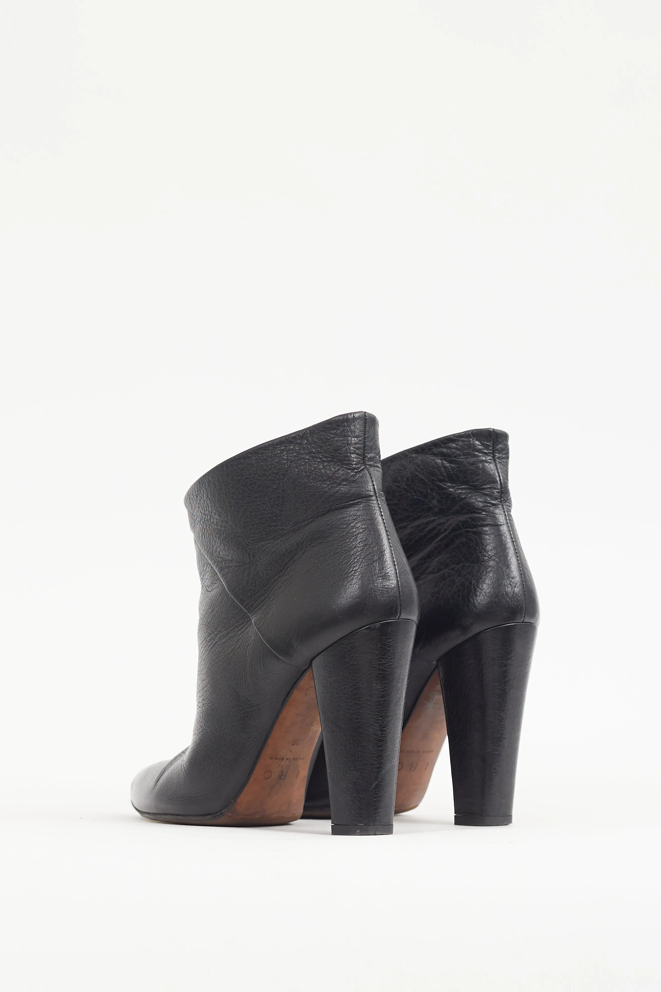 Black Leather Pointed Boot