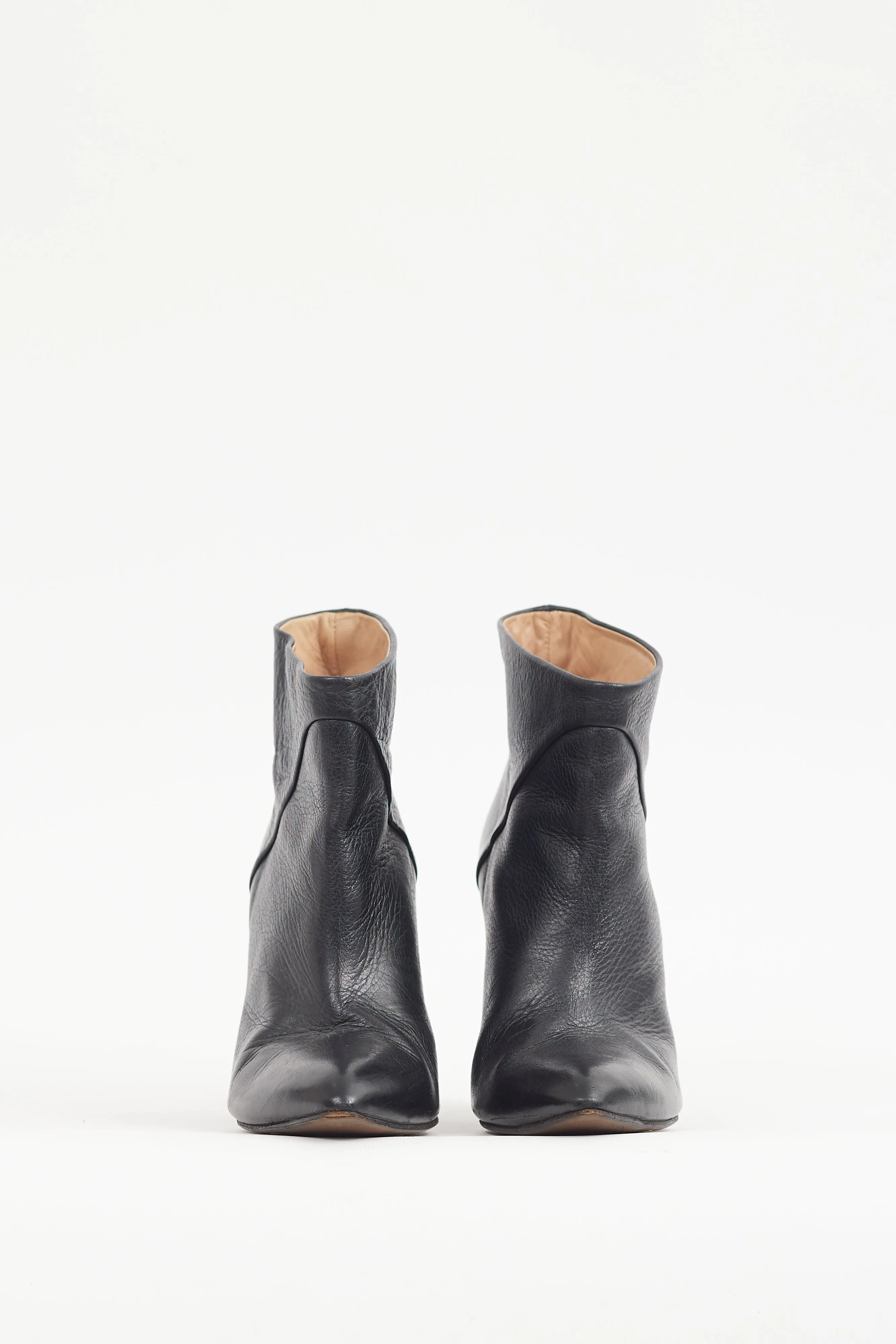 Black Leather Pointed Boot