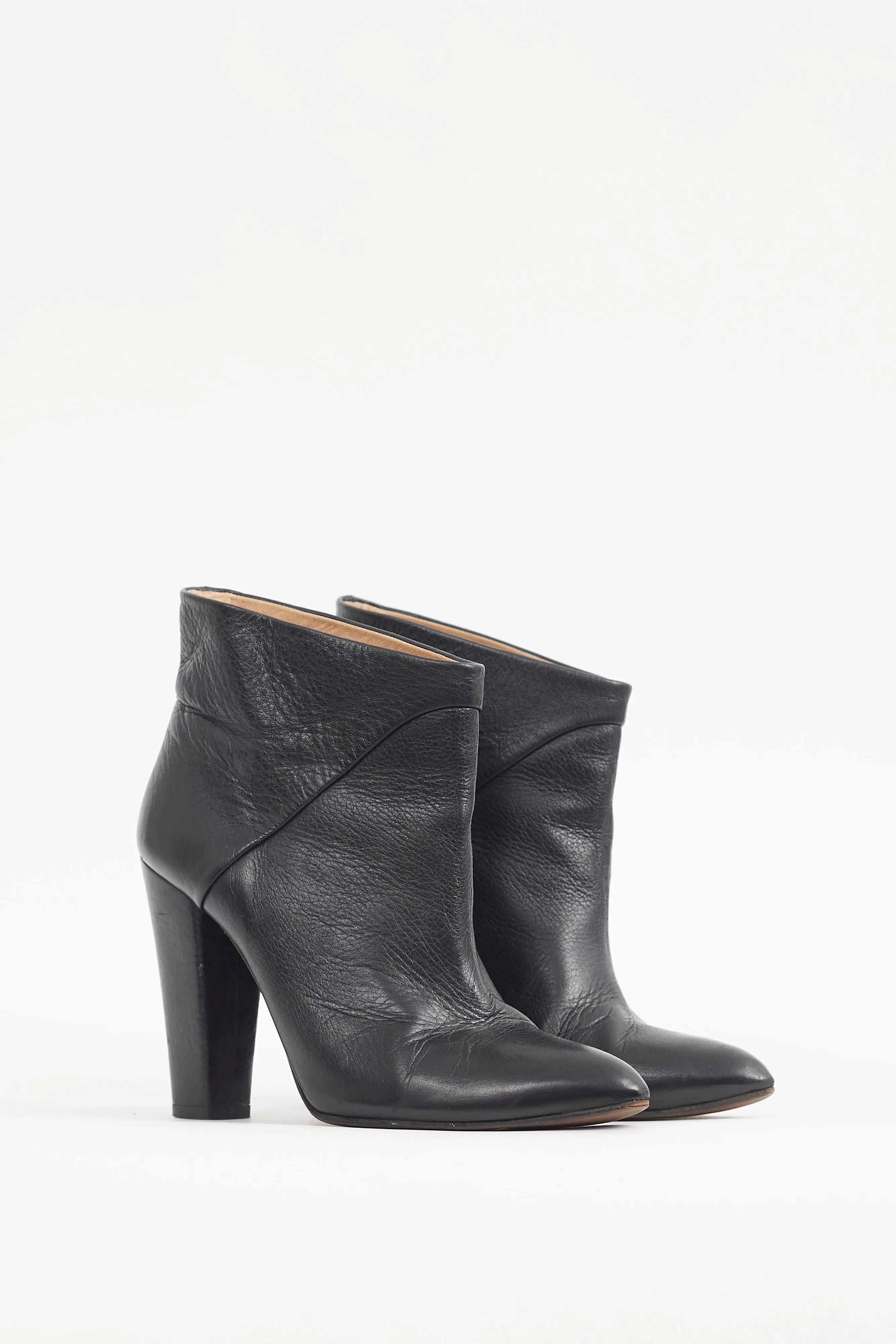 Black Leather Pointed Boot