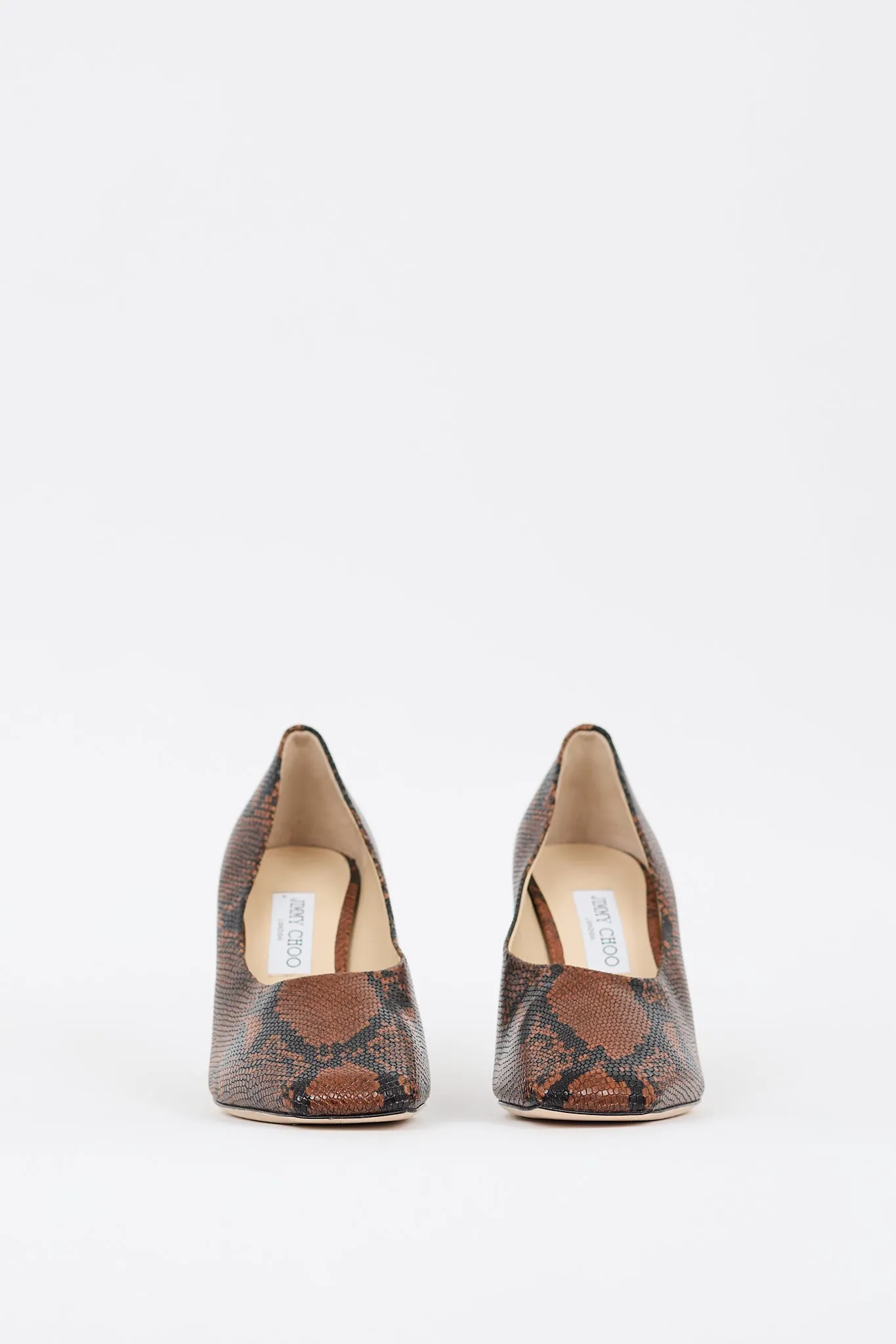 Brown & Black Embossed Leather Marcela 85 Pump