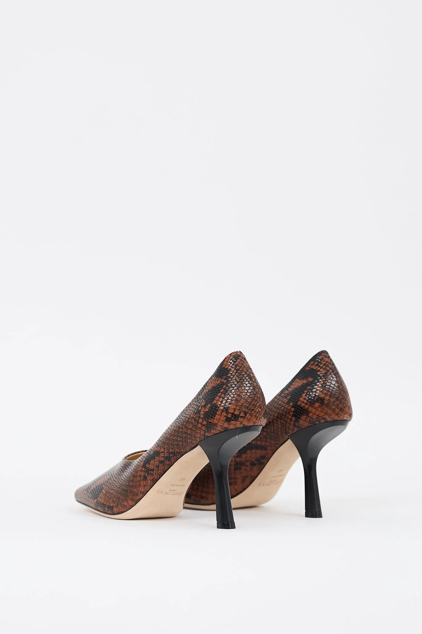 Brown & Black Embossed Leather Marcela 85 Pump