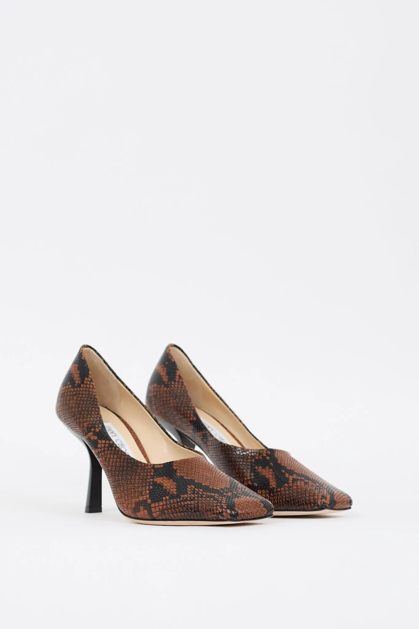 Brown & Black Embossed Leather Marcela 85 Pump