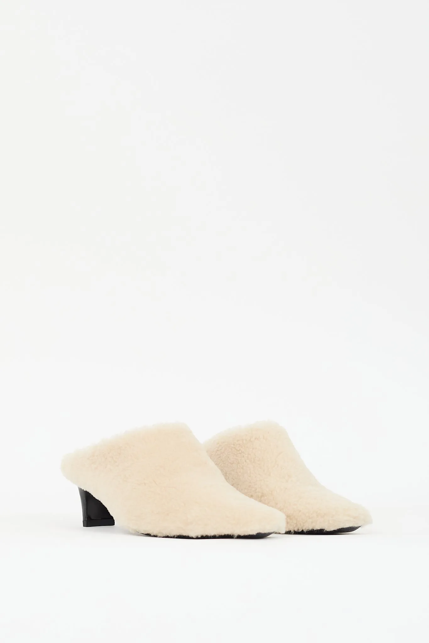 Cream Shearling Wally Heeled Mule