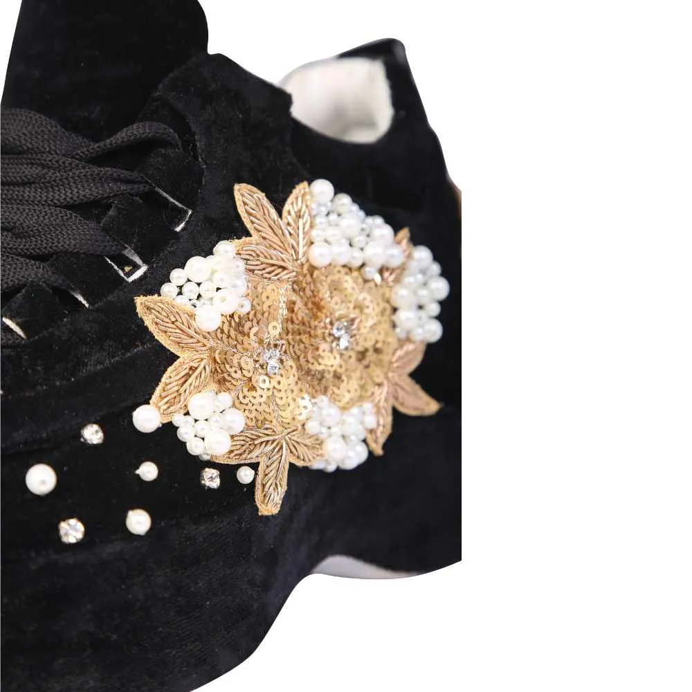 Embellished Women Black Sneakers | For Modern Day Wedding