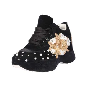 Embellished Women Black Sneakers | For Modern Day Wedding