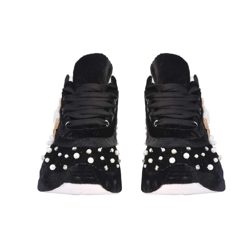 Embellished Women Black Sneakers | For Modern Day Wedding