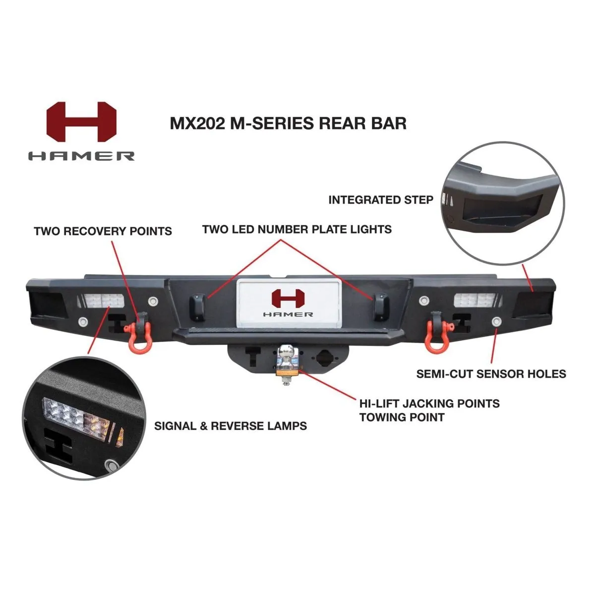 Hamer M-Series MX202 Rear Bar for Ford Ranger Raptor Next-Gen 2022 