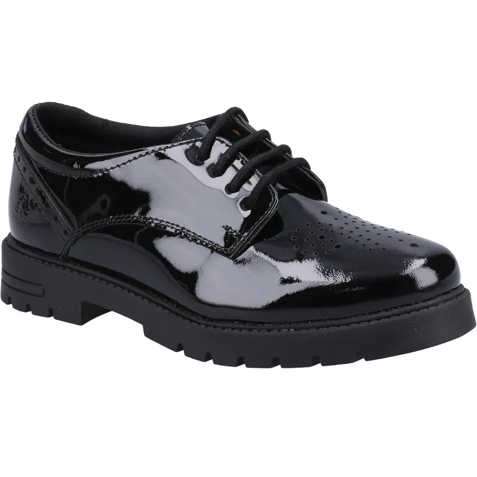 Hush Puppies Girls School Shoe Jayne Snr Black Patent Snr