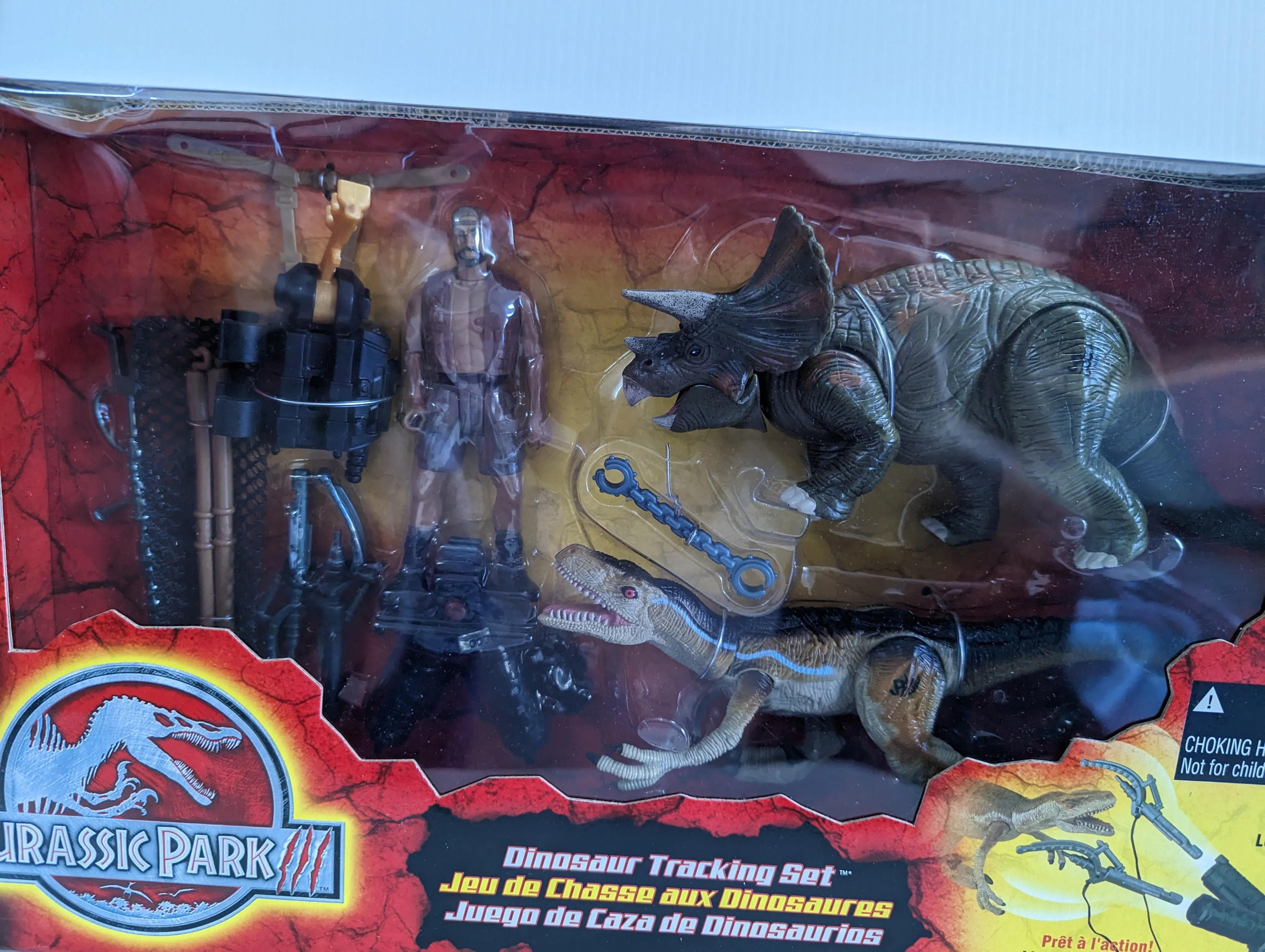 Jurassic Park 3 Dinosaur Tracking Set Velociraptor Triceratops MIB Lost World