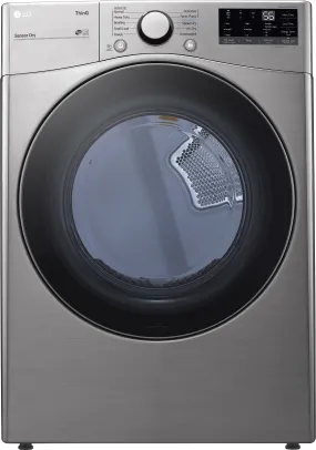 LG DLE3600V 27 Inch Electric Smart Dryer with 7.4 Cu. Ft. Capacity, LoDecibel™ Quiet Operation, FlowSense™ Duct Clogging, SmartDiagnosis™, ThinQ®, WiFi, 10 Dryer Programs, Sensor Dry, Wrinkle Care, Energy Saver, and Energy Star® Rated: Graphite Steel