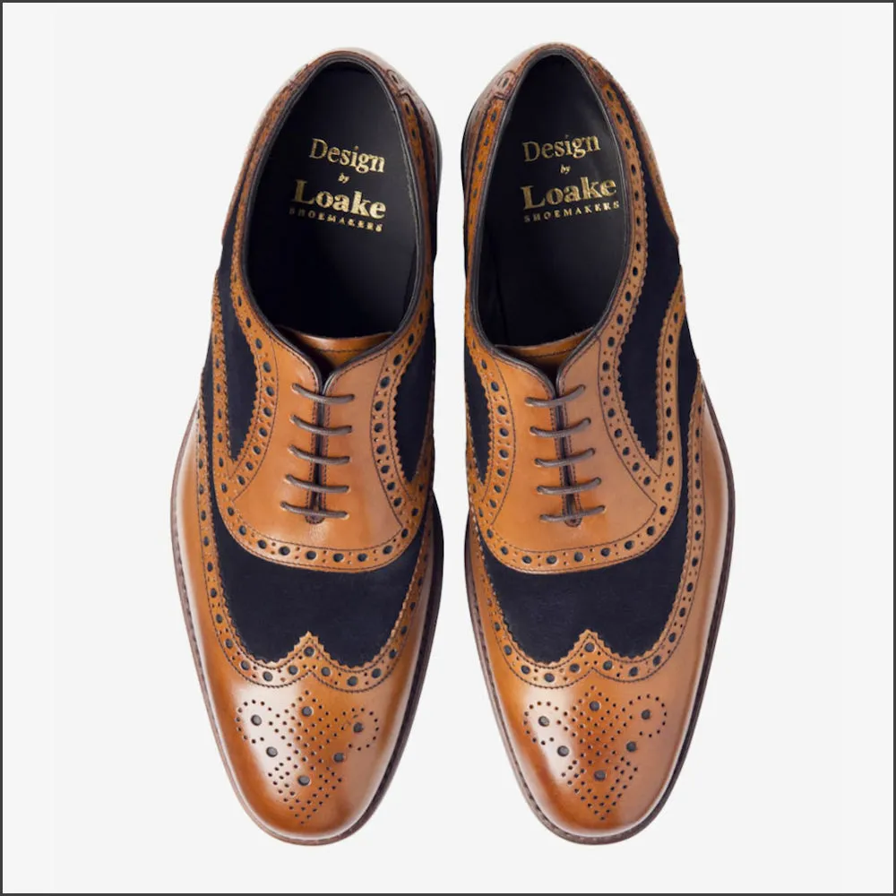 Loake Kerridge Tan / Navy Brogue Shoe--