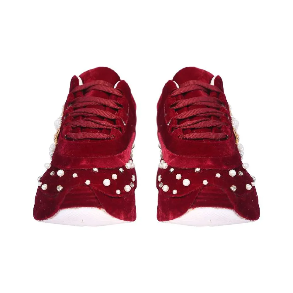 Maroon Sneakers With a Twist | Modern Day Wedding | Comfort-Fashion Combo