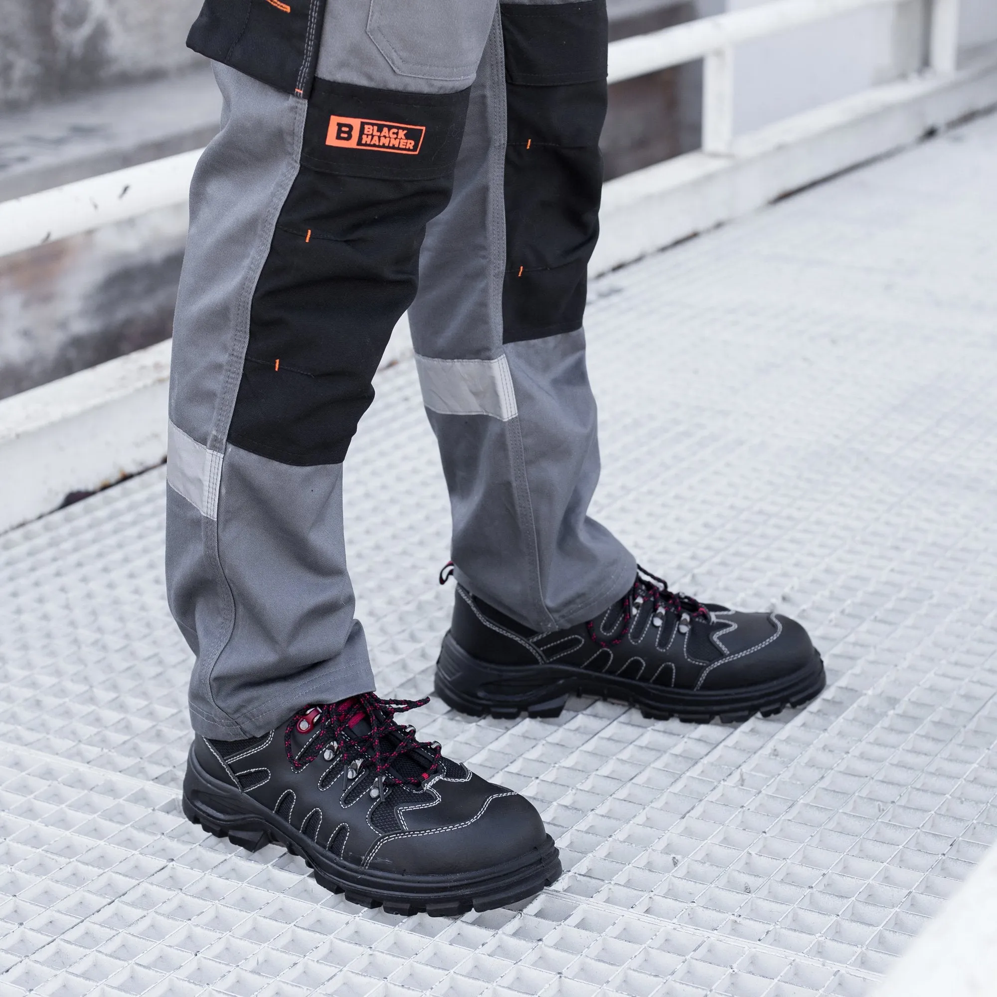 Mens Safety Boots Steel Toe Cap Work Trainers Hiker Midsole Protection S1P SRC 8891 Black Hammer
