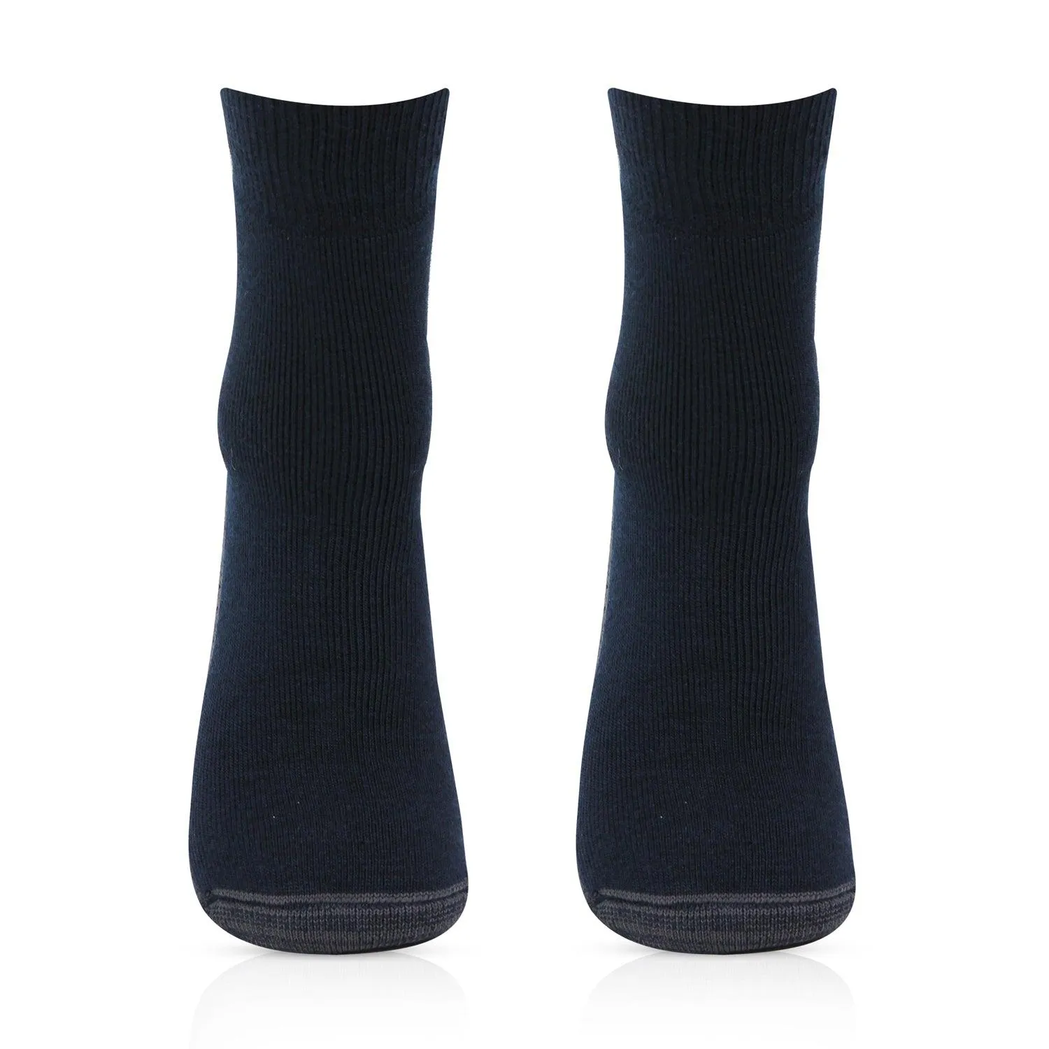 Men's Woolen Navy Color Anti-Skid (Gripper) Indoor Socks - Pack Of 2