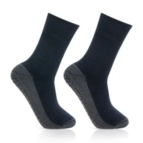 Men's Woolen Navy Color Anti-Skid (Gripper) Indoor Socks - Pack Of 2