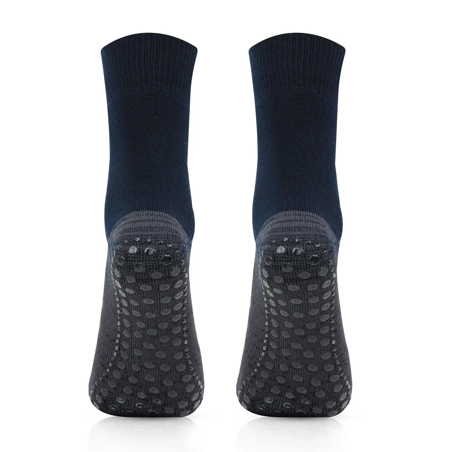 Men's Woolen Navy Color Anti-Skid (Gripper) Indoor Socks - Pack Of 2