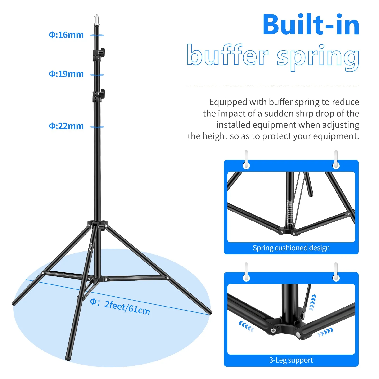 NEEWER 190cm 2 Pack Photography Light Stand