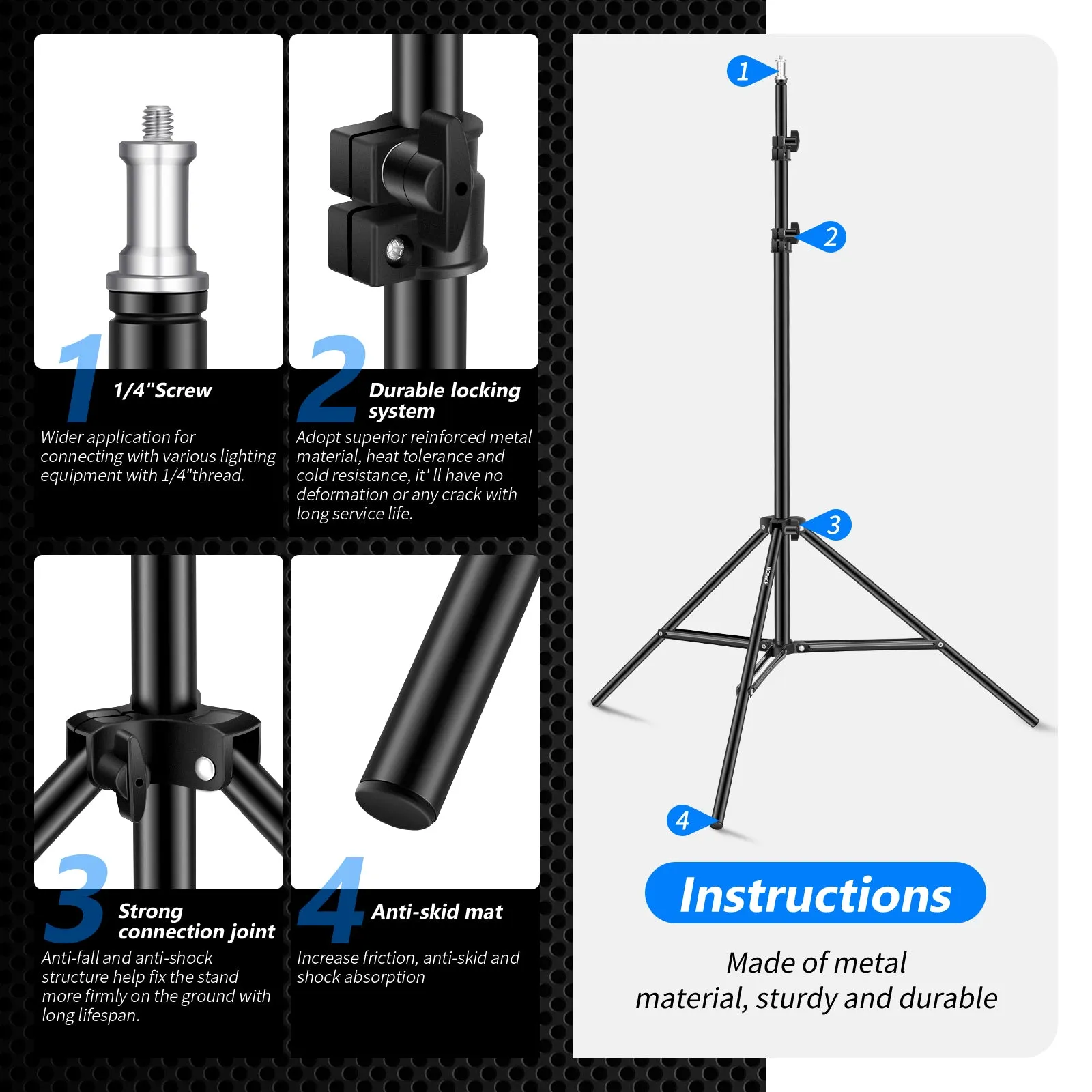NEEWER 190cm 2 Pack Photography Light Stand