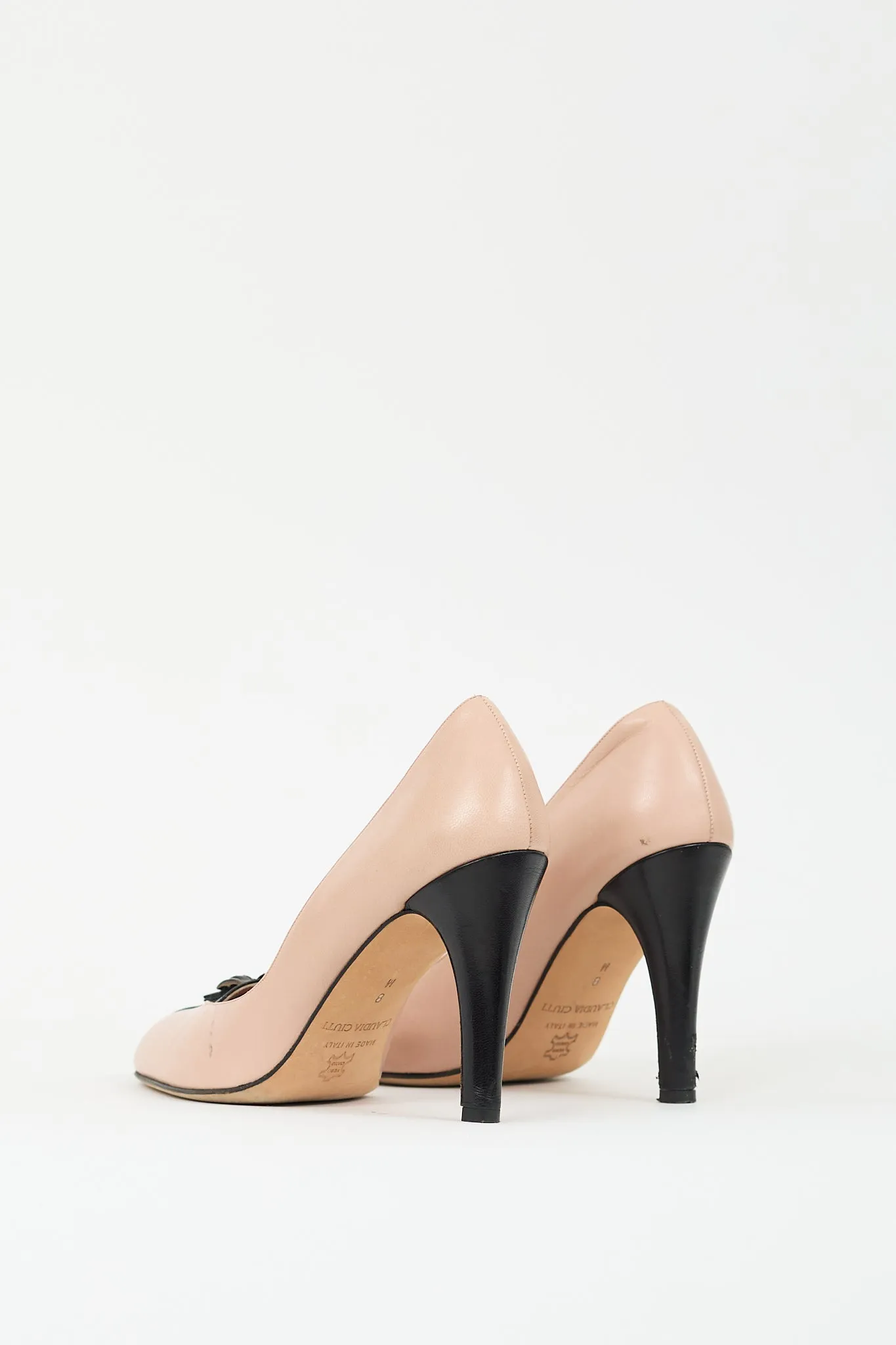 Pink & Black Leather T-Strap Pump
