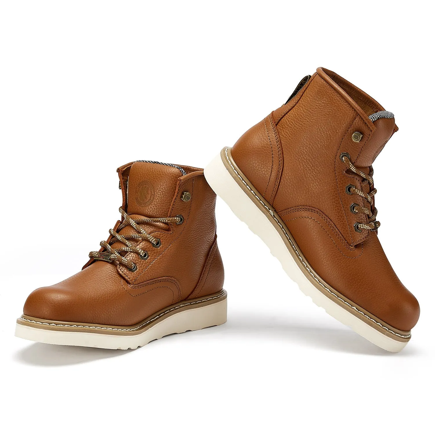 ROCKROOSTER Roberta Men's Safety Water Resistant Tan Leather Wedge