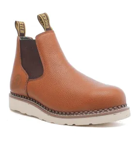 ROCKROOSTER Trinidad Men's 6 inch Brown Steel Toe Wedge Work Boots