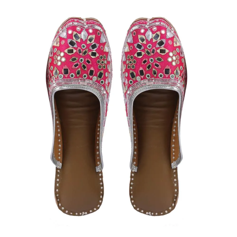 Ruby Pink Pink Mirror Embellished Mules | For Festivities And Wedding