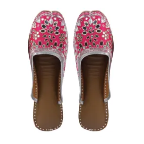 Ruby Pink Pink Mirror Embellished Mules | For Festivities And Wedding