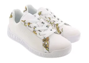 Versace Jeans Couture White Baroque Print Lace Up Sneakers-
