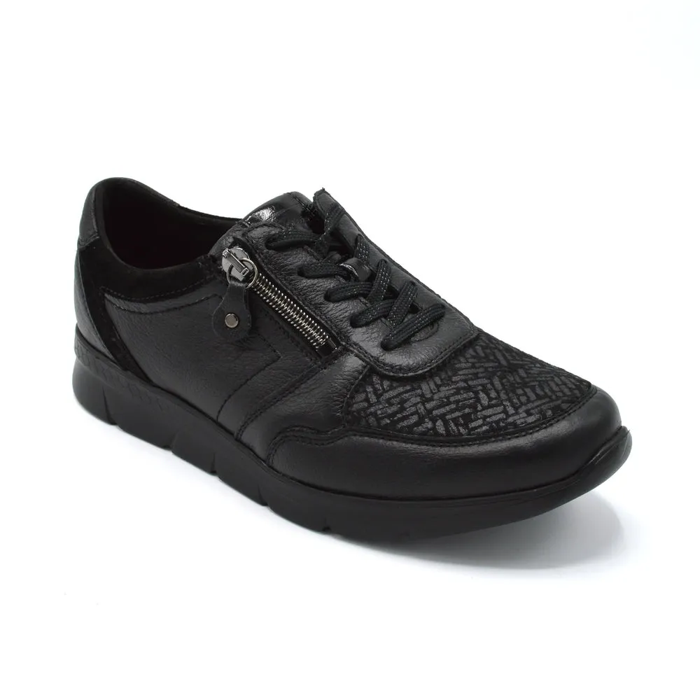 Waldlaufer Jenny - Ladies Wide Fit Trainer - 4E Fitting - Black
