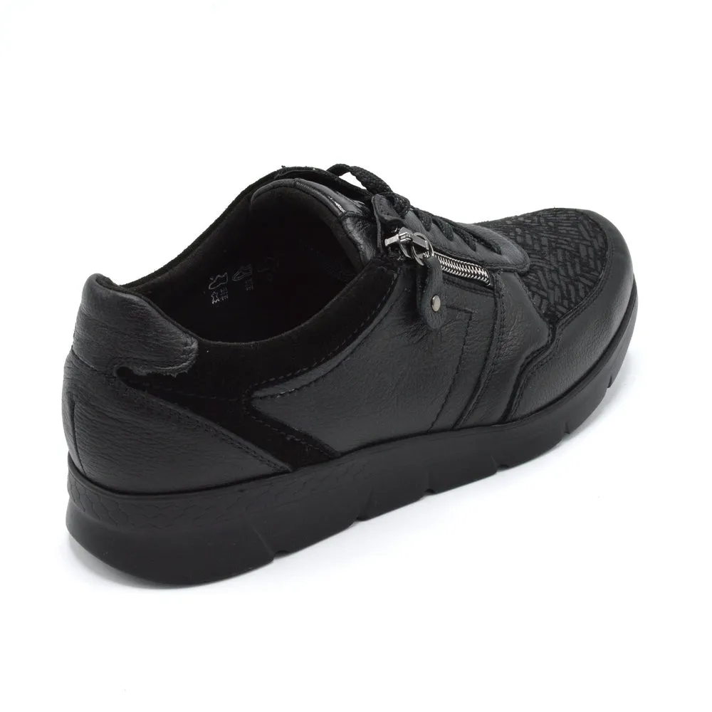 Waldlaufer Jenny - Ladies Wide Fit Trainer - 4E Fitting - Black