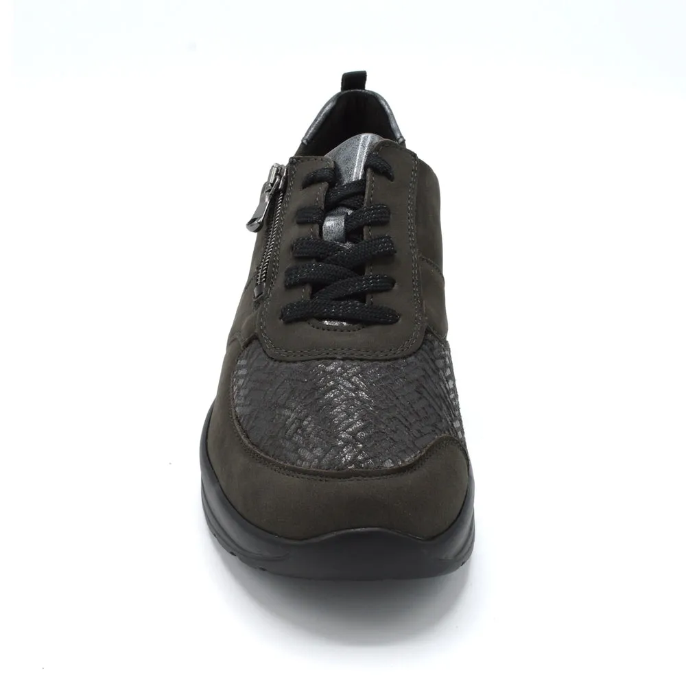 Waldlaufer Sarah - Ladies Wide Fit Casual Trainer - 4E Fitting - Chocolate Colour