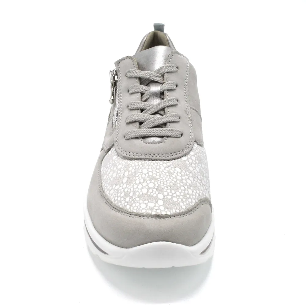 Waldlaufer Sarah - Ladies Wide Fit Casual Trainer - 4E Fitting - Light Grey/White