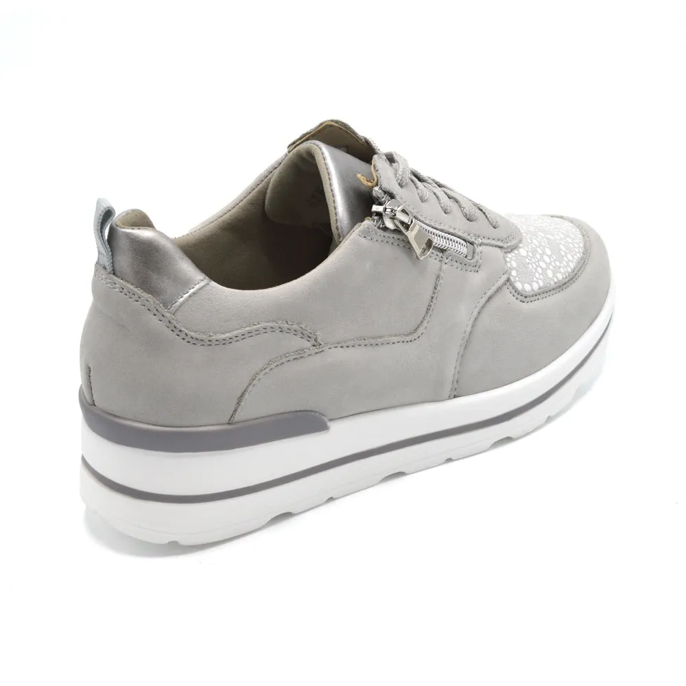 Waldlaufer Sarah - Ladies Wide Fit Casual Trainer - 4E Fitting - Light Grey/White